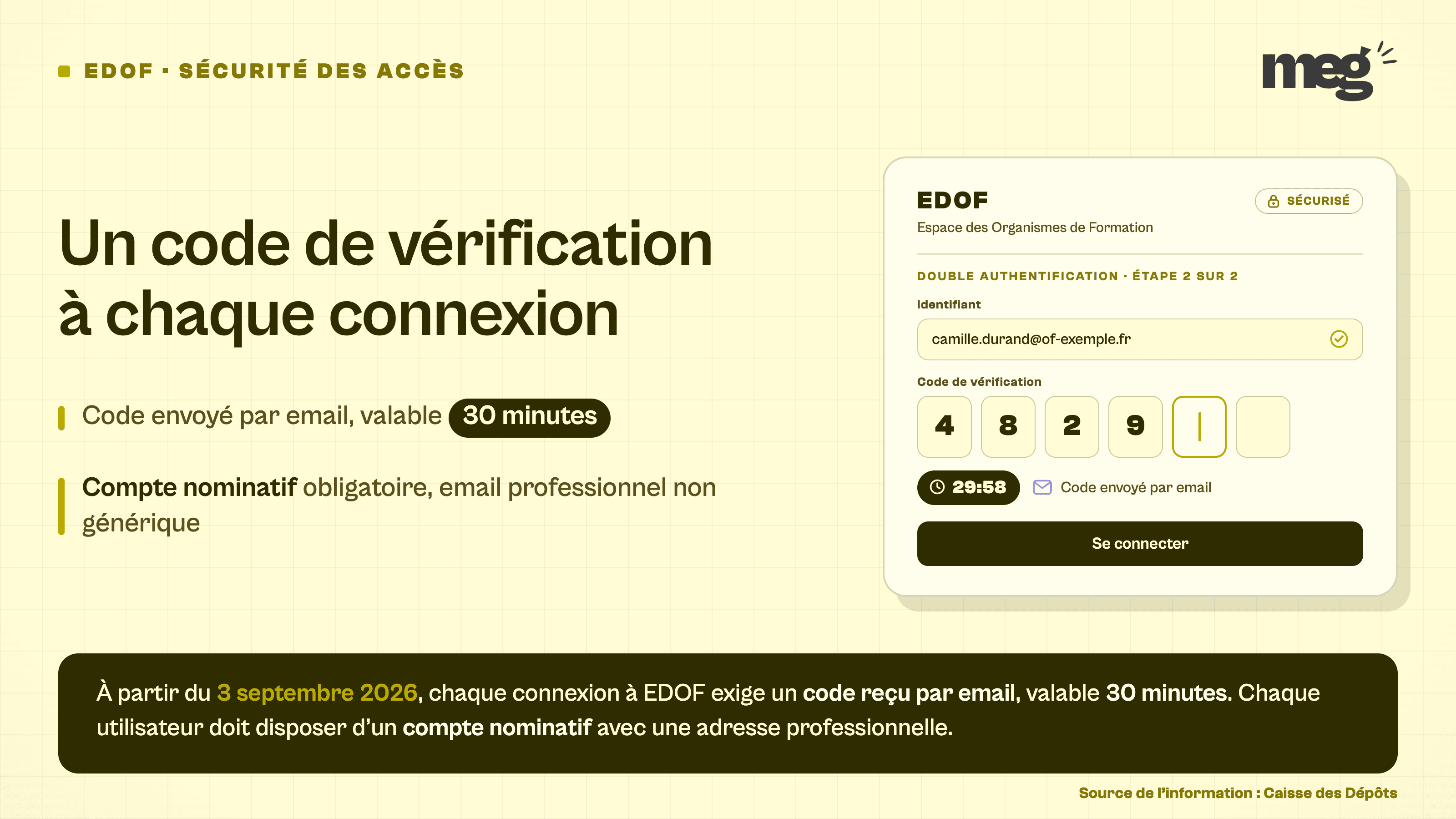EDOF : un code à chaque connexion dès le 3 septembre