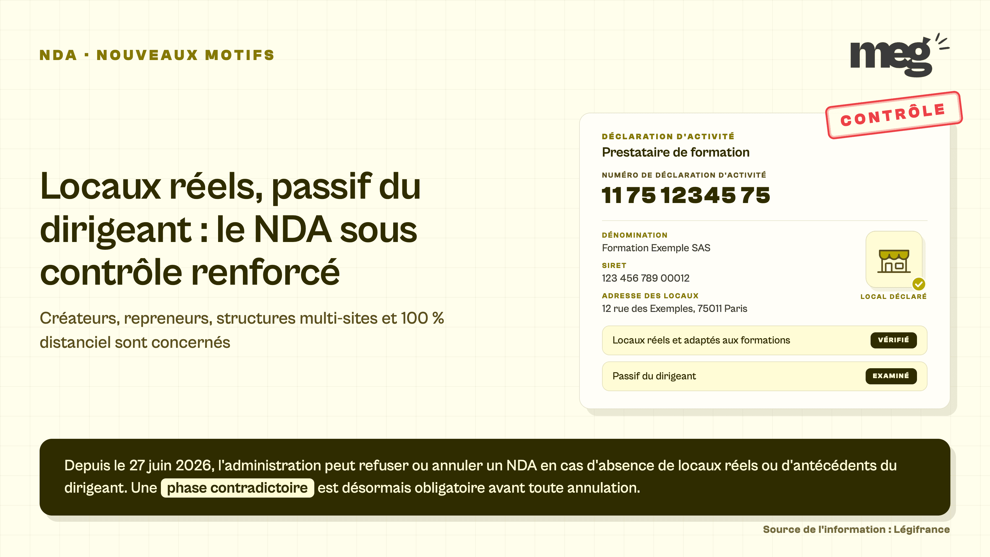 NDA : locaux réels et passif du dirigeant, 3 nouveaux motifs de refus