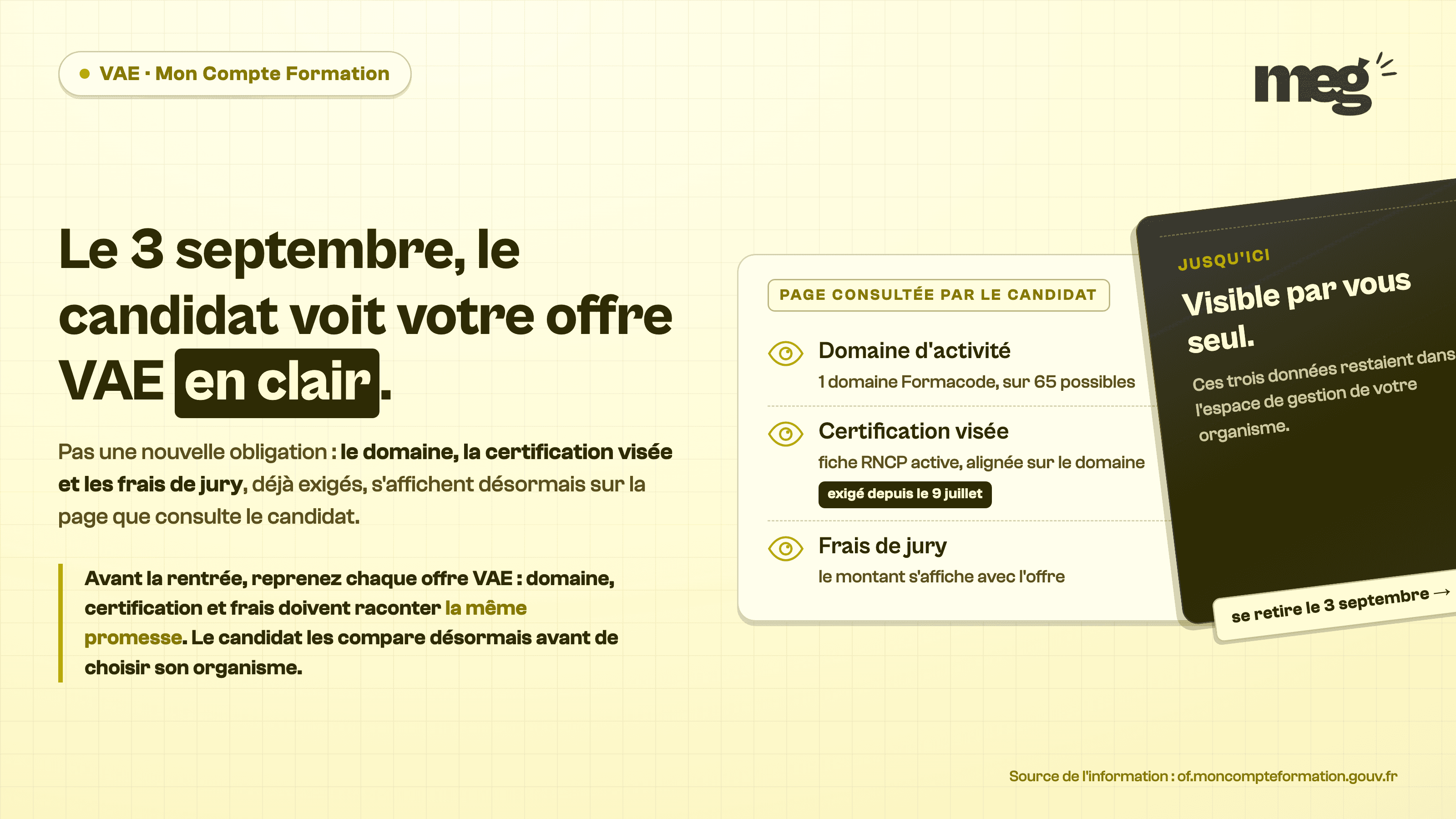 VAE CPF : le 3 septembre, le candidat verra enfin le domaine et la certification visée