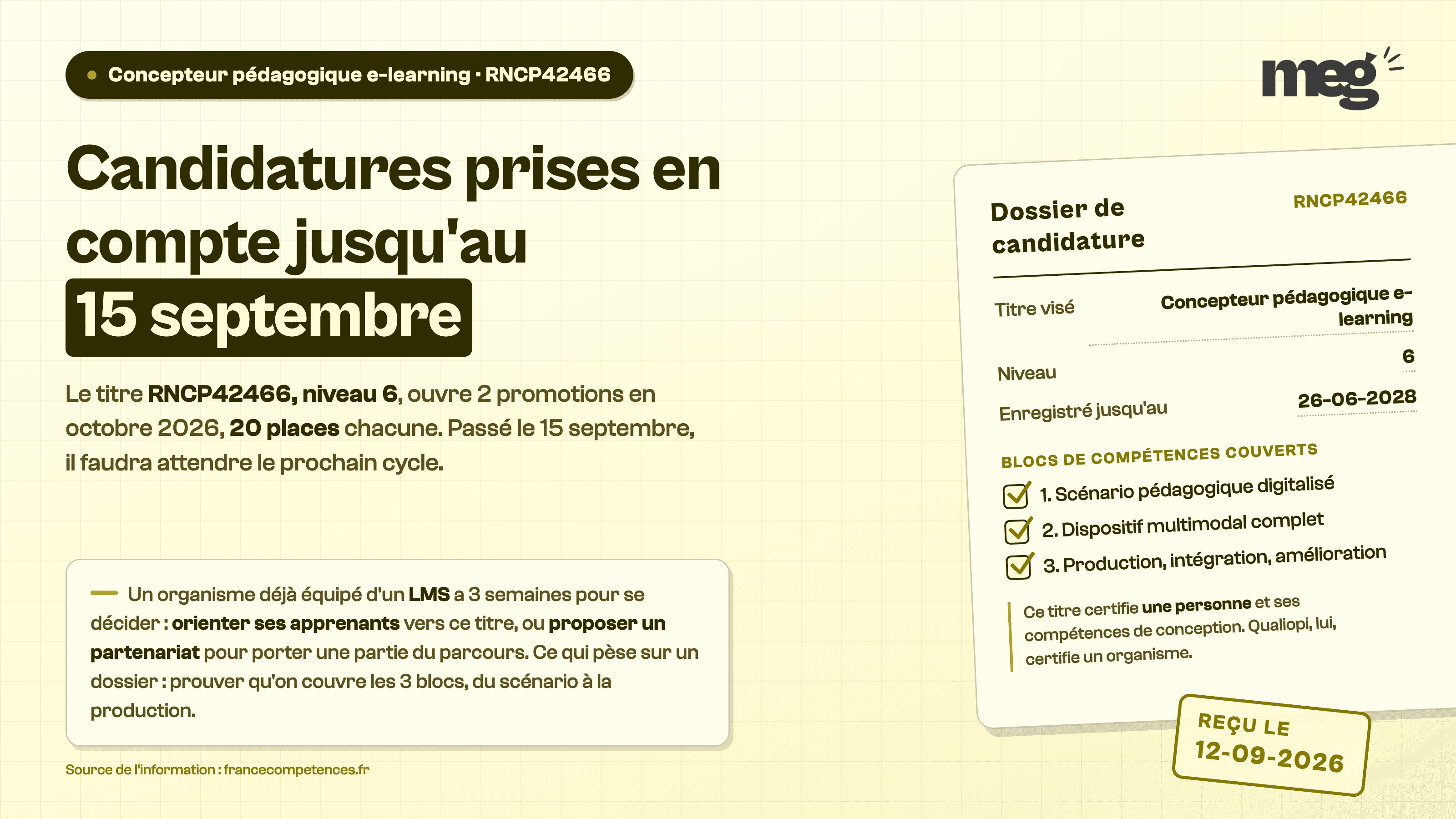 RNCP42466 concepteur pédagogique e-learning : candidatures à déposer avant le 15 septembre