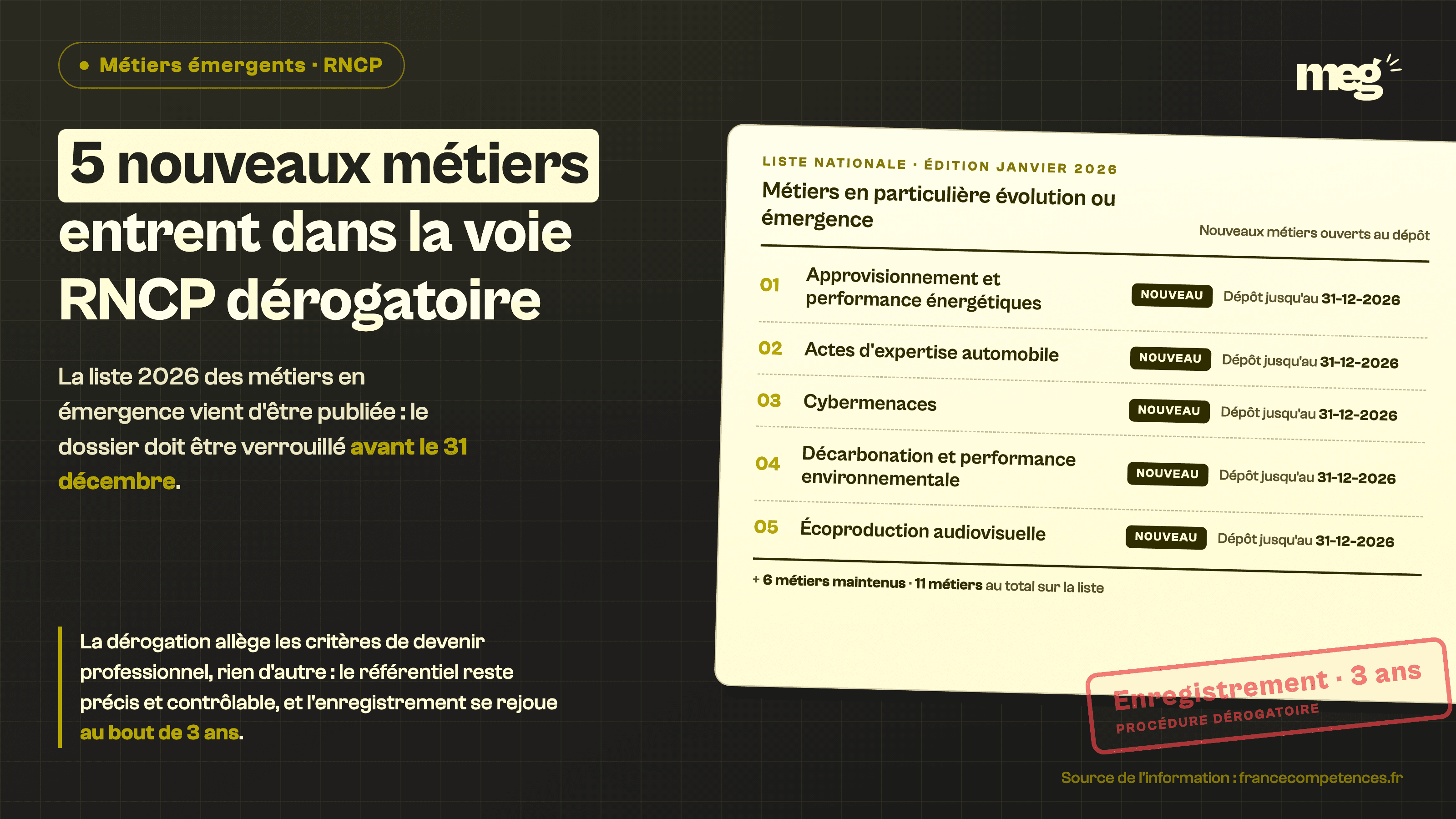 Métiers émergents 2026 : 5 nouvelles fenêtres RNCP restent ouvertes jusqu'au 31 décembre