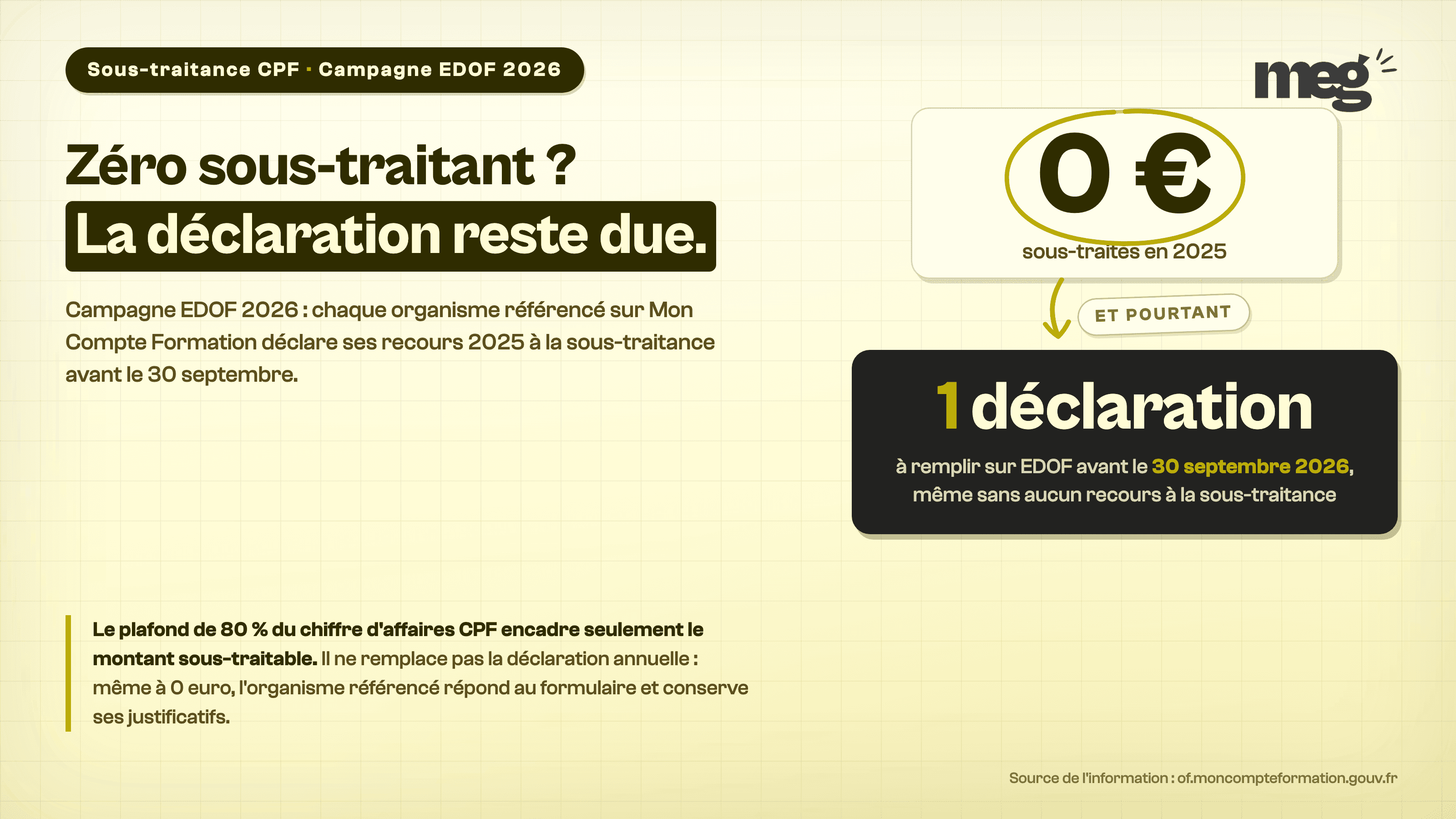 Sous-traitance CPF : la déclaration EDOF se clôture le 30 septembre