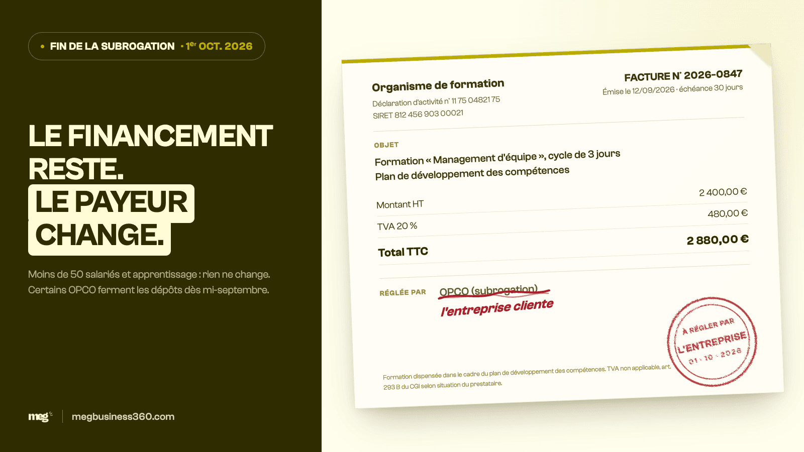 Fin de la subrogation OPCO 2026 : ce qui change pour l'OF
