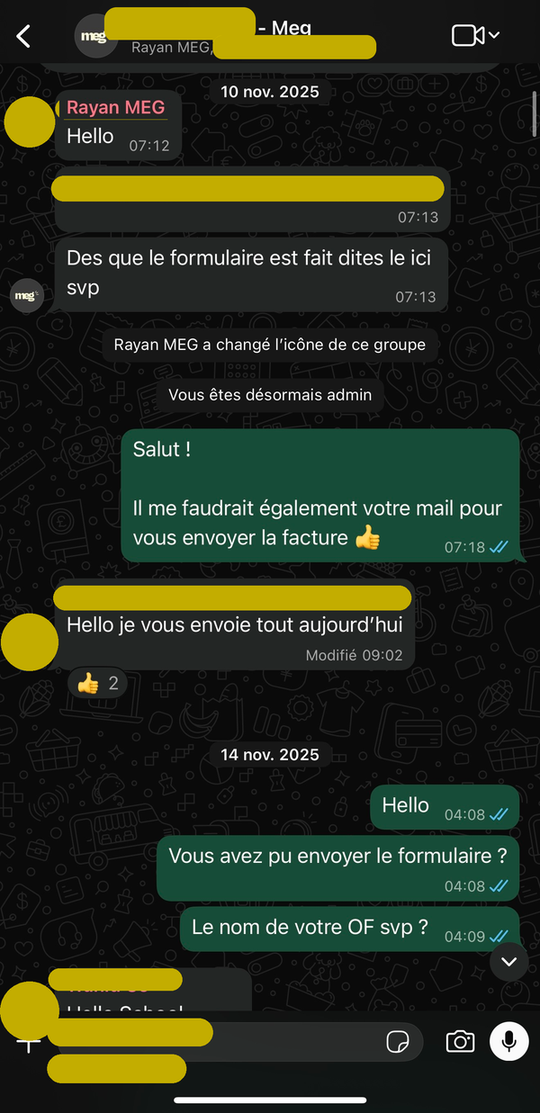 Le dossier démarre avec le formulaire MEG