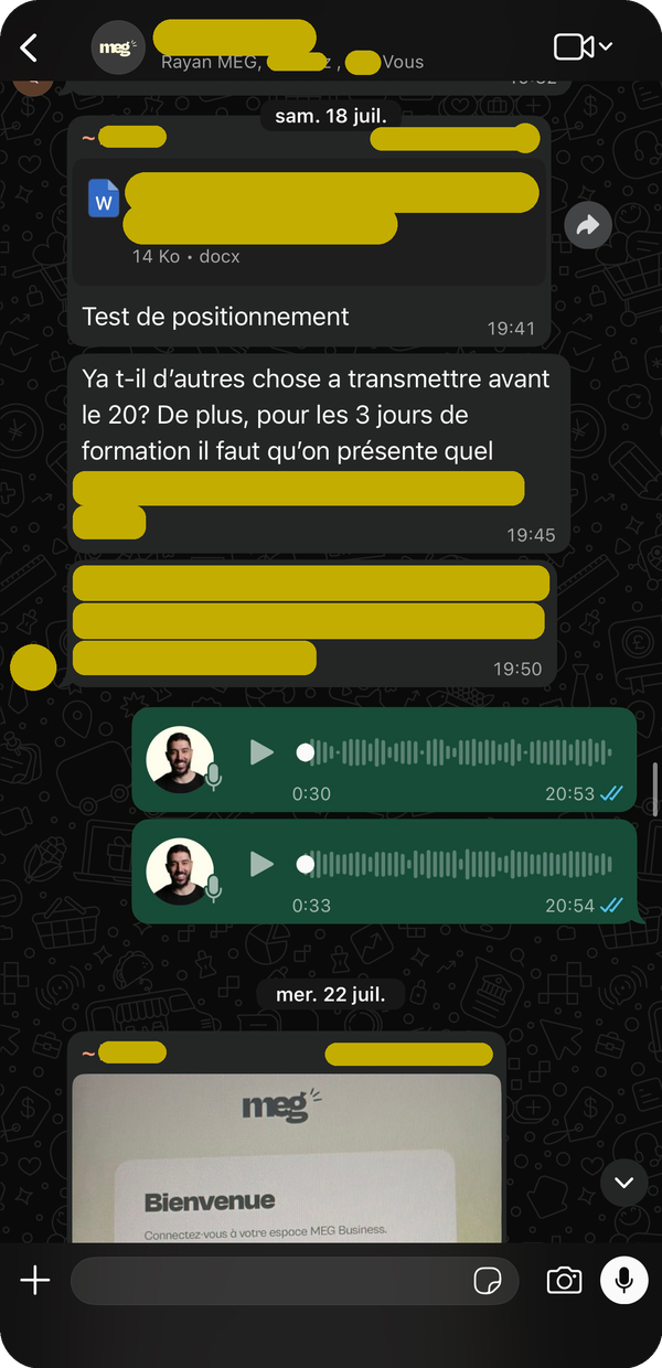 Échanges préparatoires avant la formation