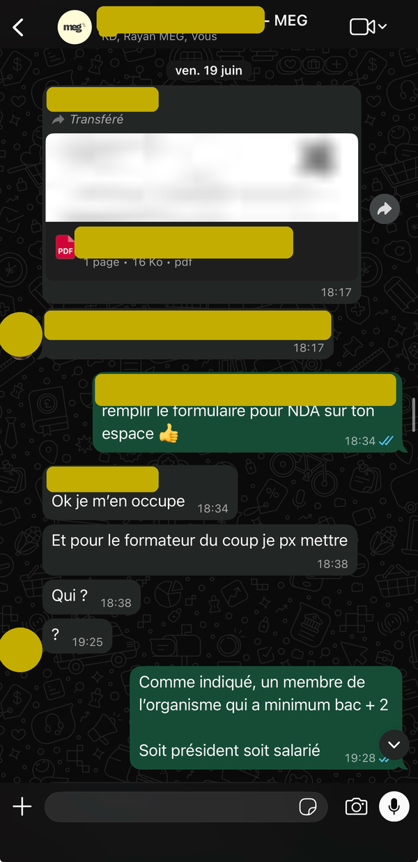 Immatriculation et formulaire NDA