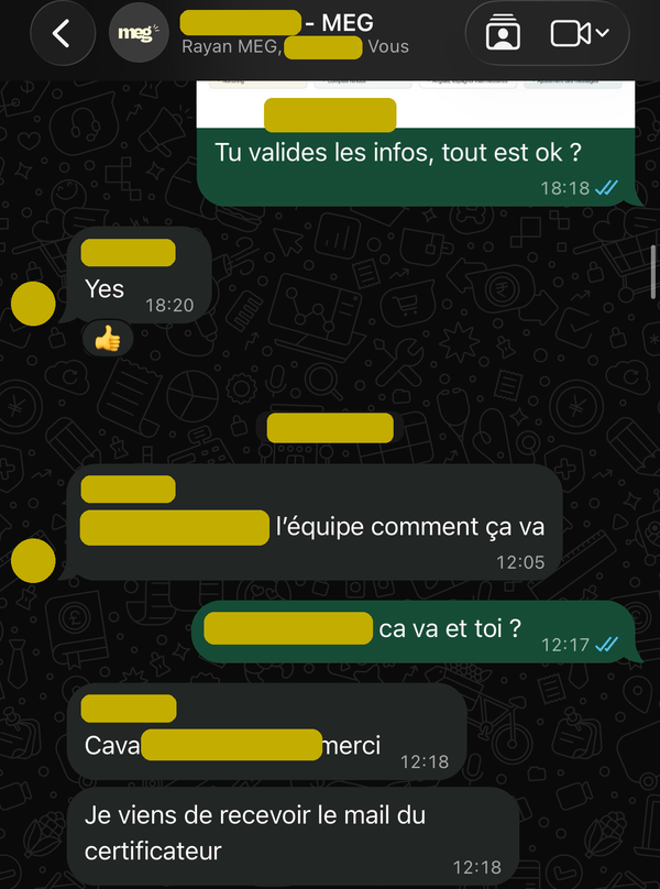 Les informations validées ensemble