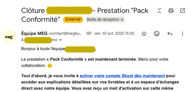 Livraison du pack conformité complet