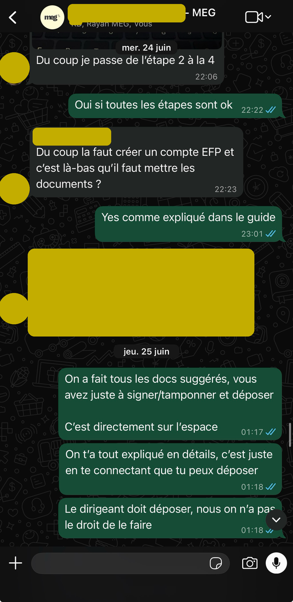 Documents préparés pour le dépôt