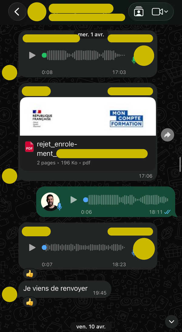 Une première pièce bloque la demande