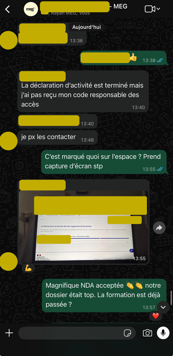 Déclaration d’activité validée