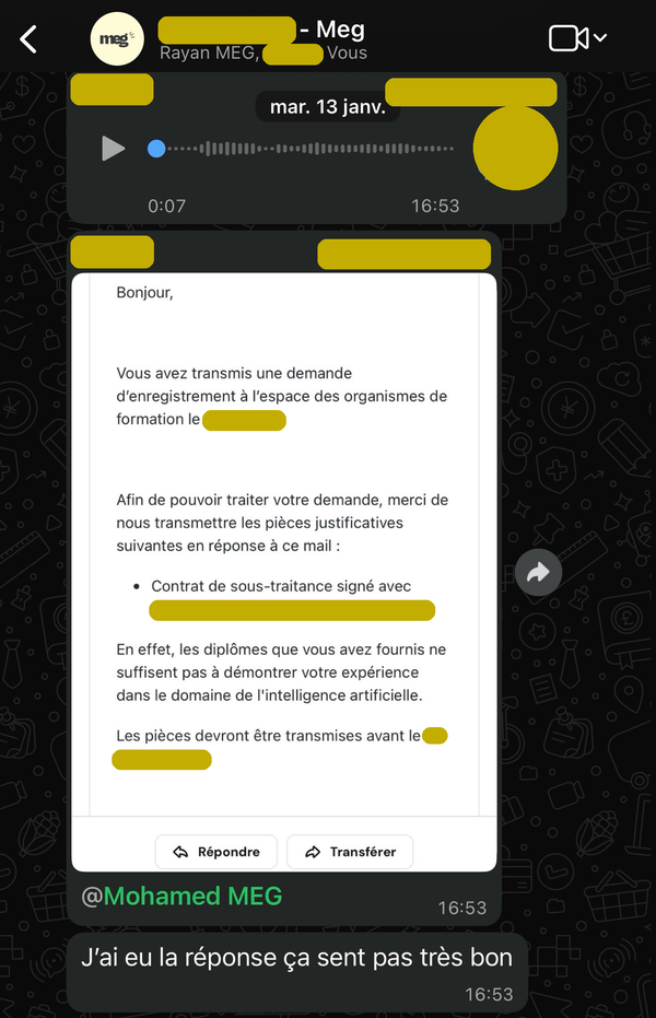 Demande complémentaire de la Caisse des Dépôts