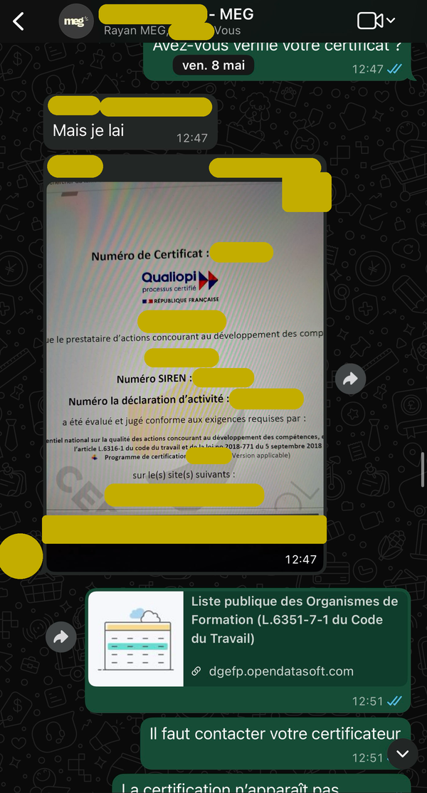 Analyse du motif Qualiopi