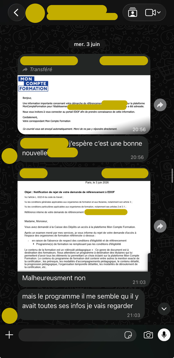 Le programme provoque un second rejet