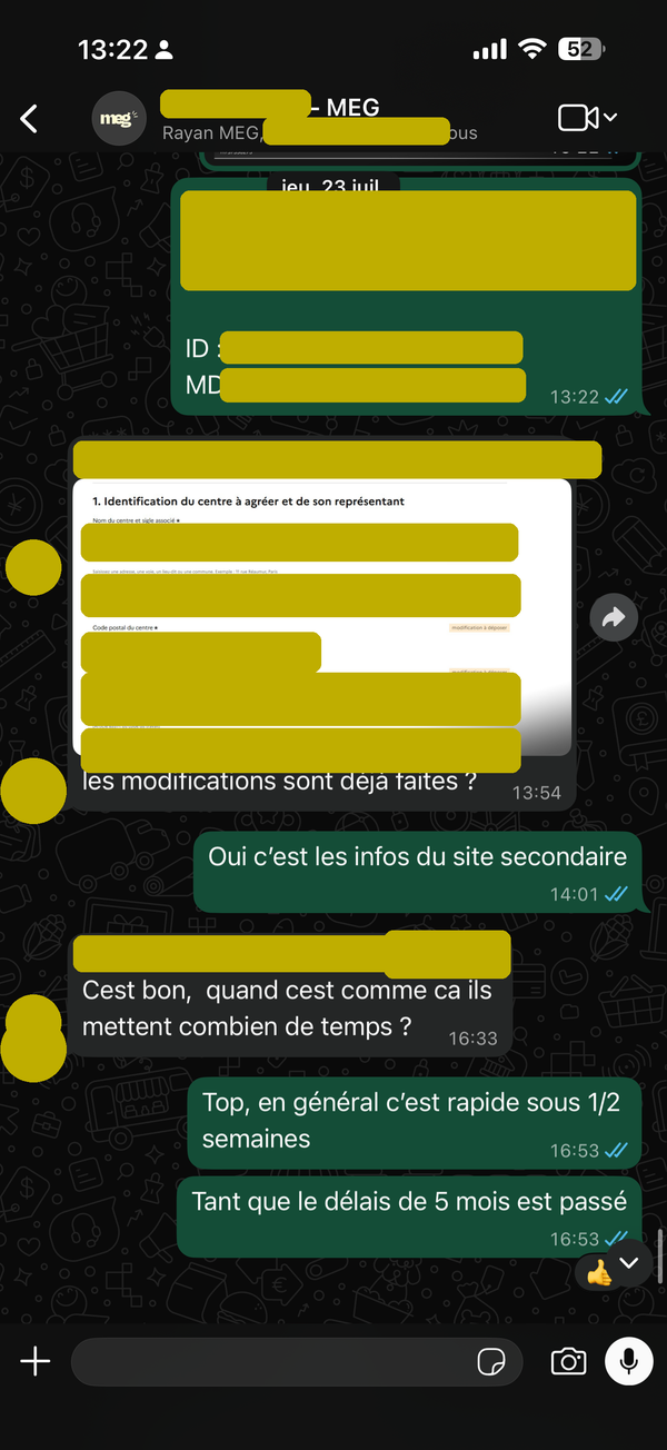 Correction administrative transmise