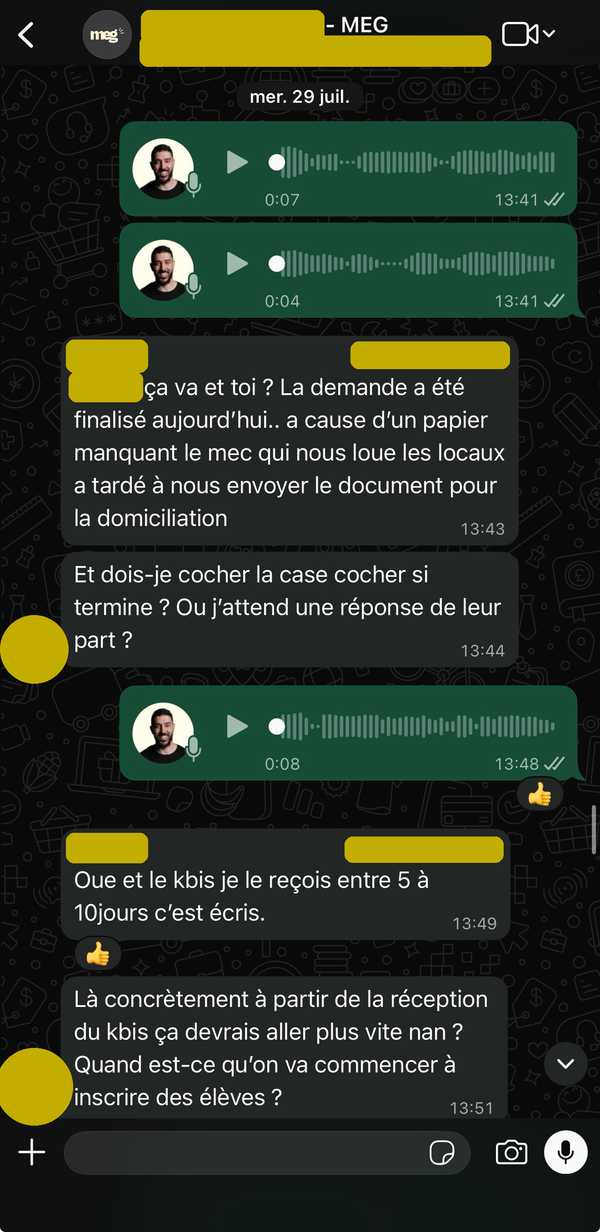 Transmission finalisée par les associés