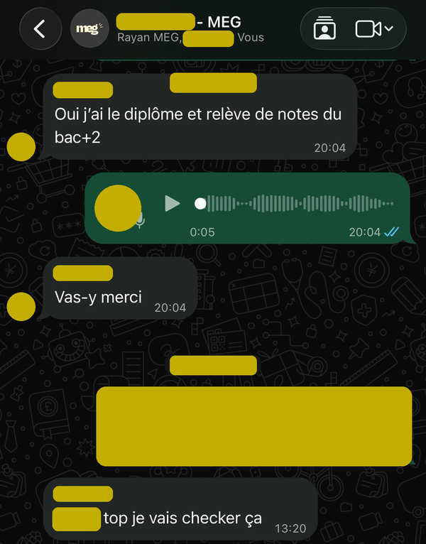 Les pièces complémentaires envoyées