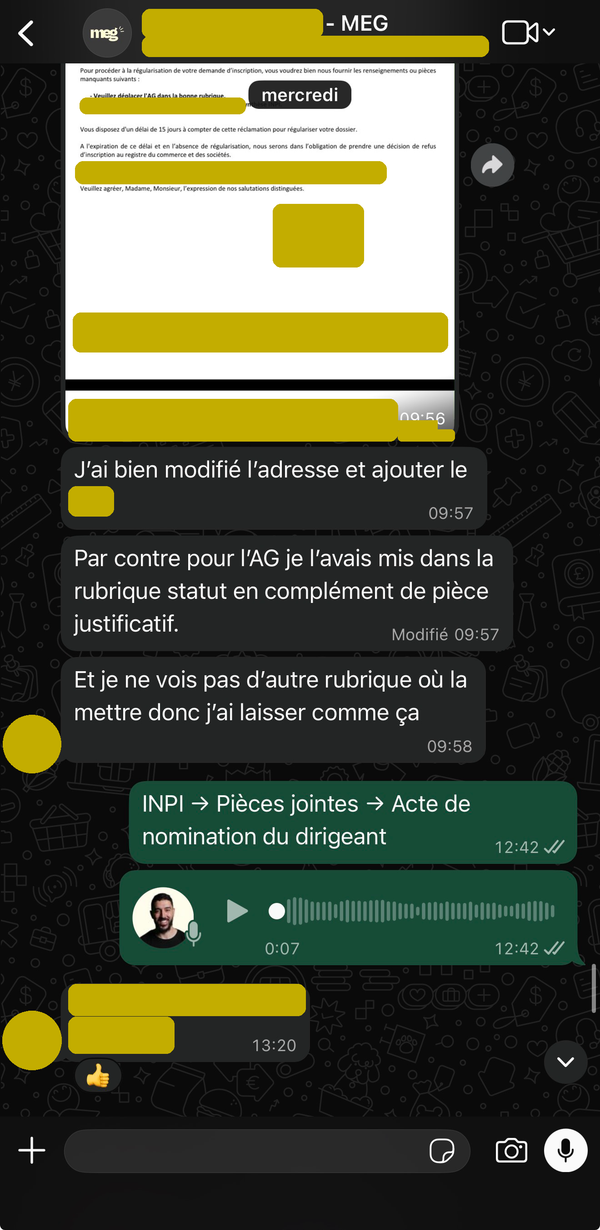 Correction demandée par le greffe