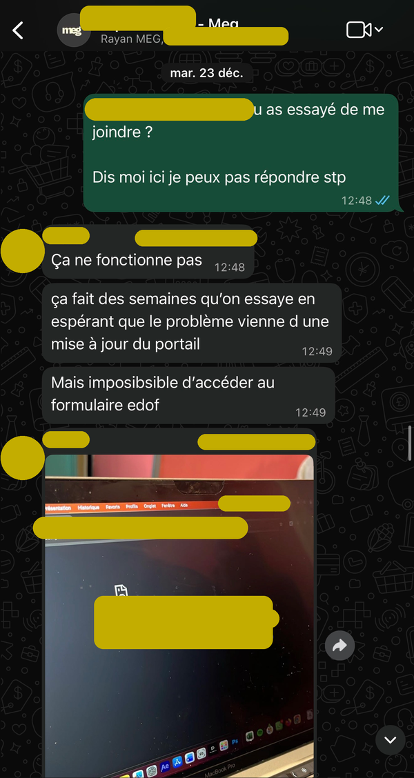 Le problème technique est suivi jusqu'au déblocage