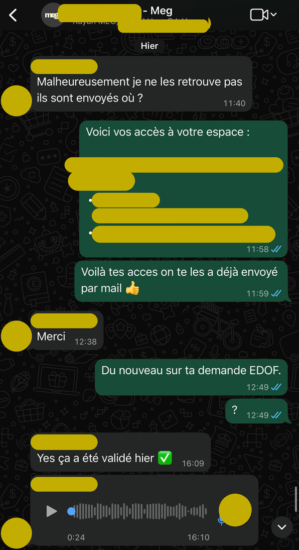 La demande EDOF/Wedof est validée