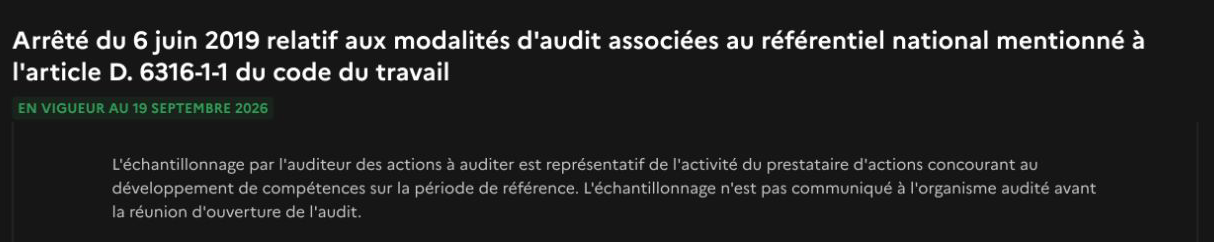 Arrêté du 6 juin 2019 : l'échantillonnage des actions à auditer n'est pas communiqué avant la réunion d'ouverture