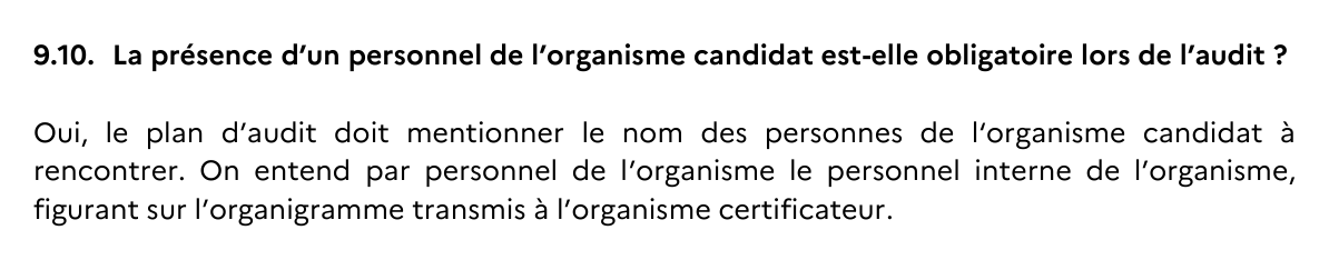 Questions-Réponses du ministère : le personnel attendu est le personnel interne de l'organisme, figurant sur l'organigramme transmis