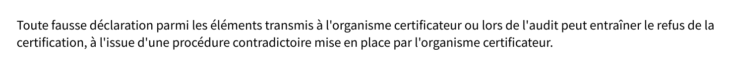Arrêté du 6 juin 2019 : une fausse déclaration peut entraîner le refus de la certification à l'issue d'une procédure contradictoire