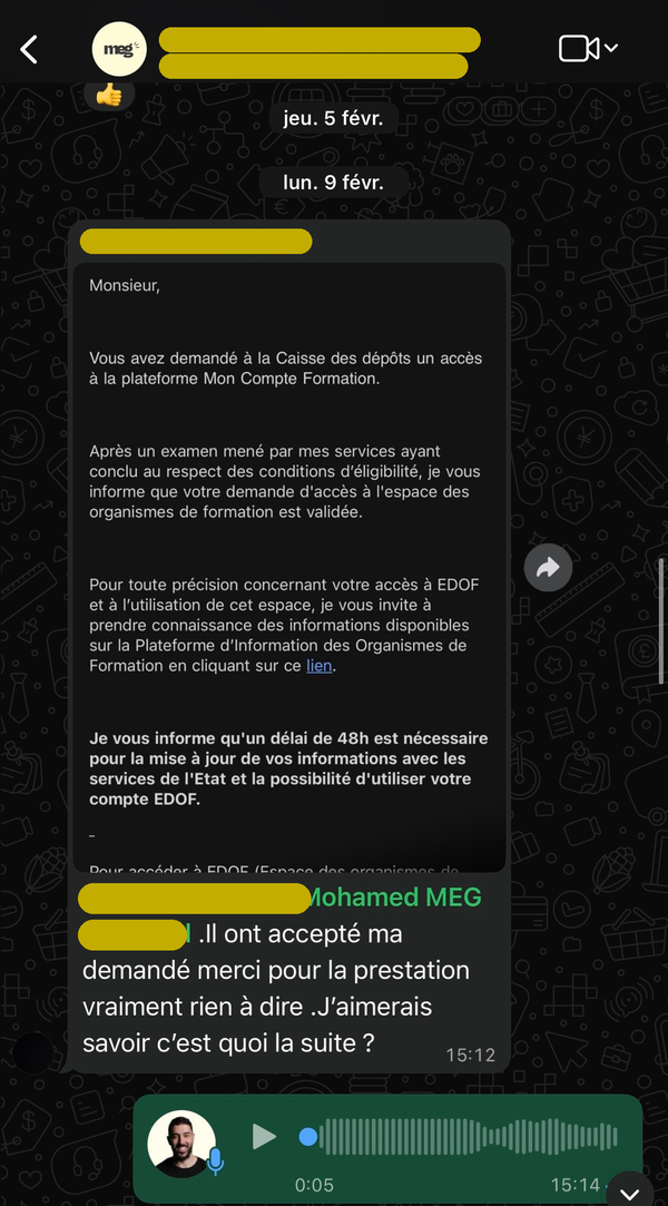 Retour client spontané dans la minute